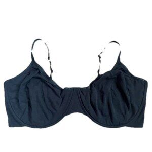 SKIMS 44H COTTON LOGO UNDERWIRE DEMI BRA Soot Blackl NWT